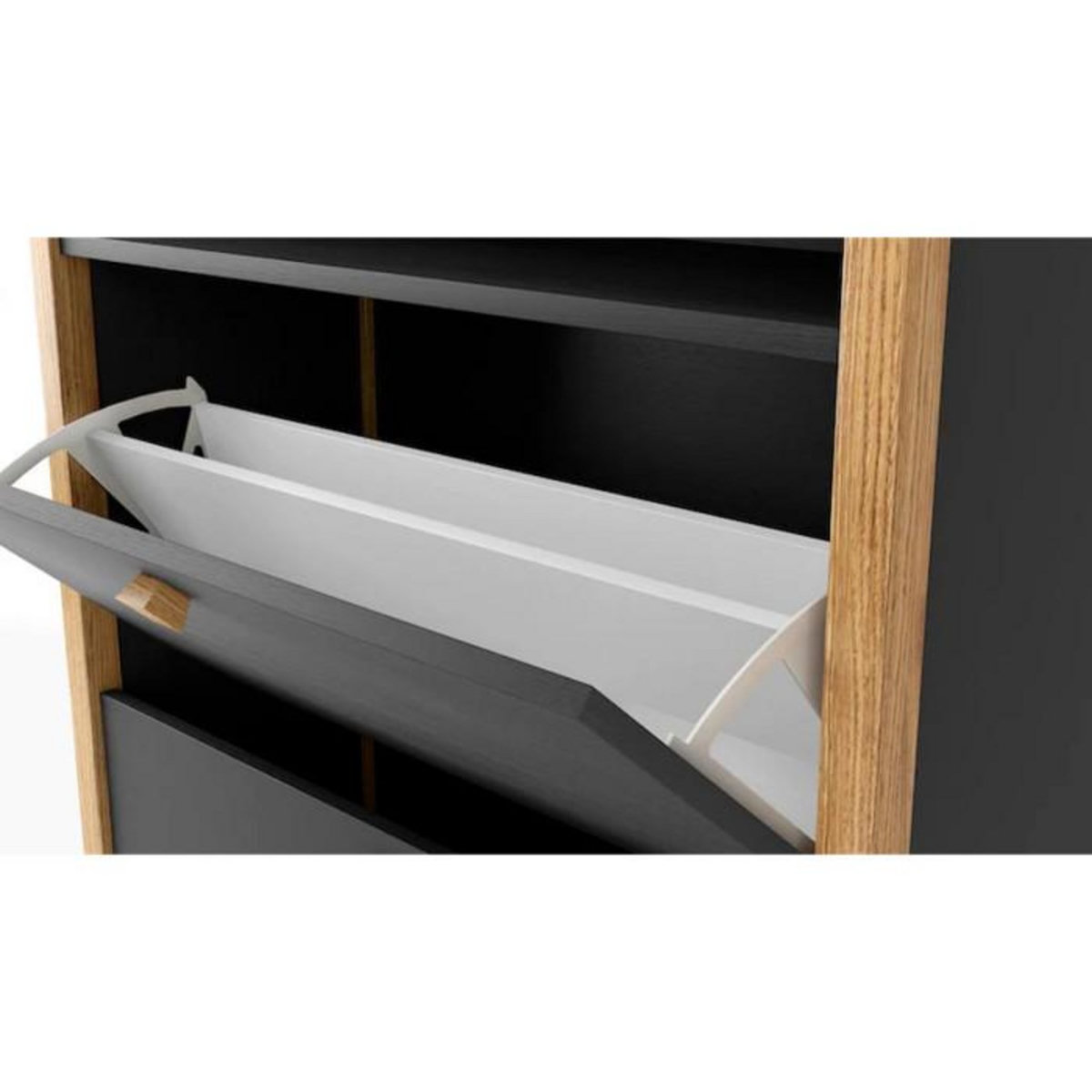 Paris Prix Meuble à Chaussures 2 Compartiments  Hannover  107cm Gris