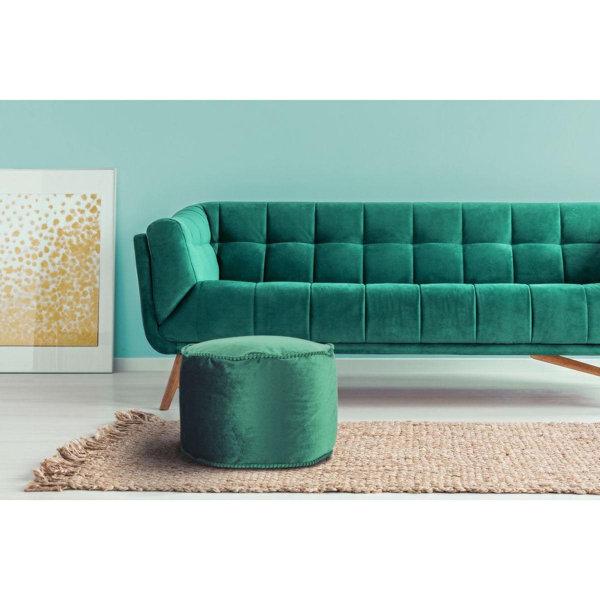 Voir la diapositive 2 : Paris Prix Pouf rond en velours  taj mahal  47cm vert