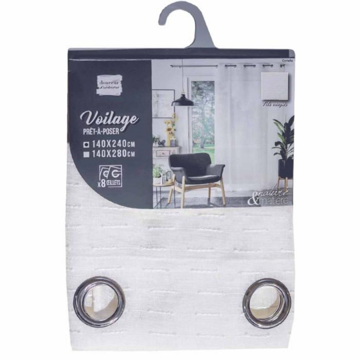Paris Prix Rideau Voilage à Œillets  Cyrielle  140x240cm Blanc