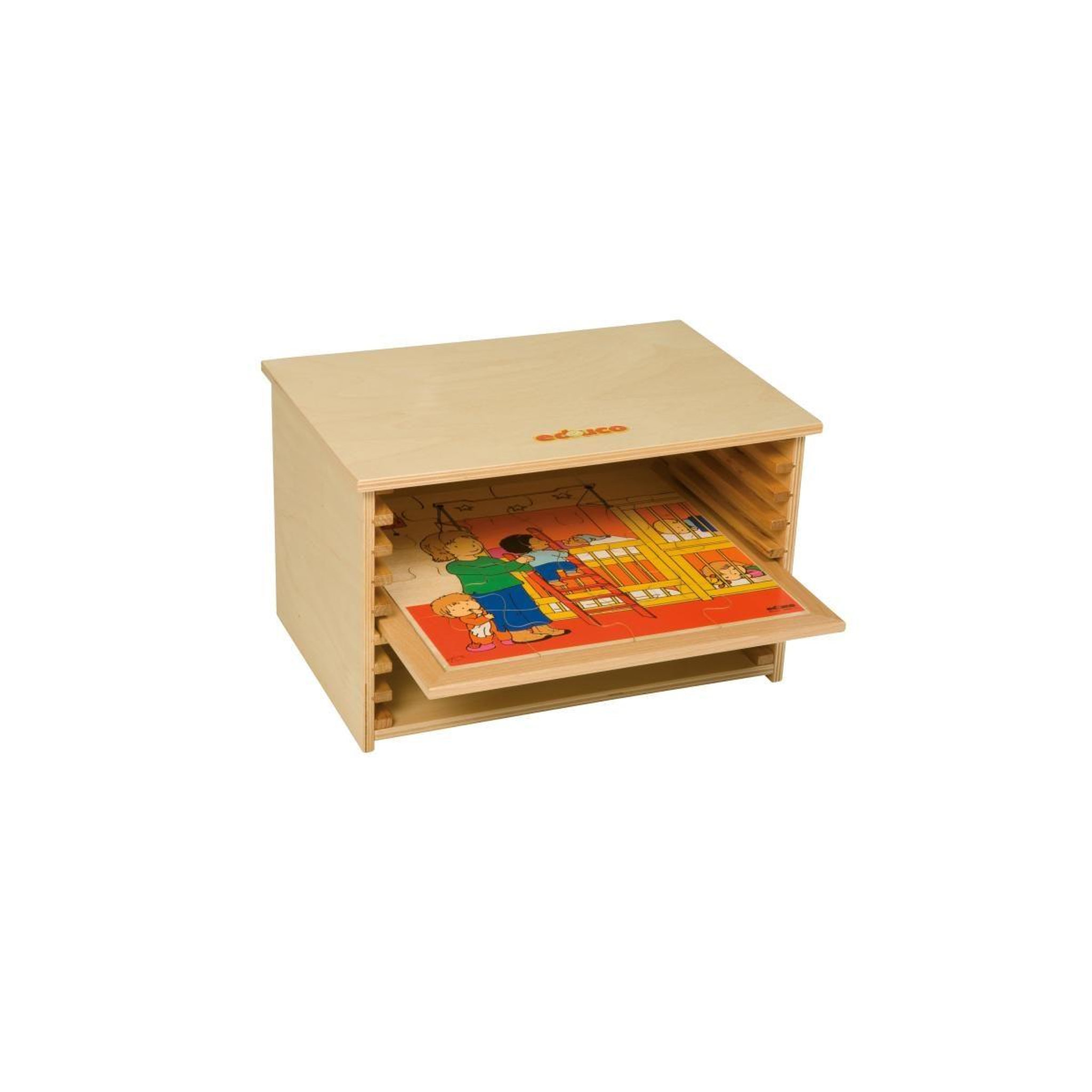 Voir la diapositive 3 : EDUCO Casier de puzzle - tailles de puzzle 34 x 34