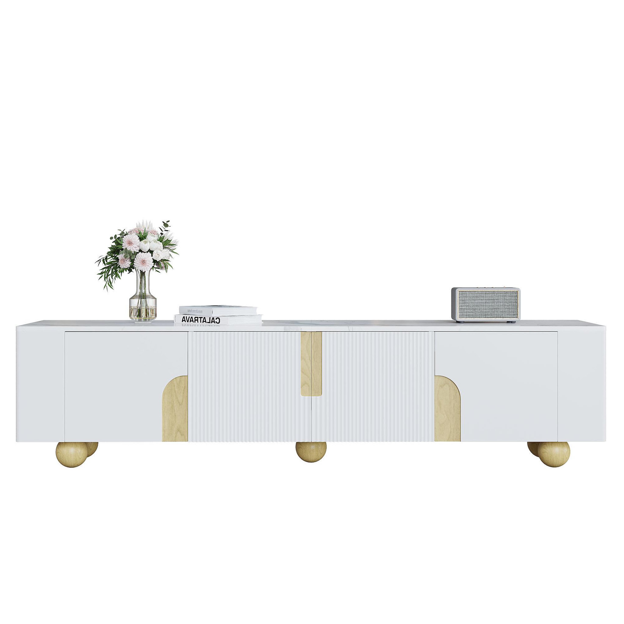 MERAX Meuble tv blanc 180cm mdf
