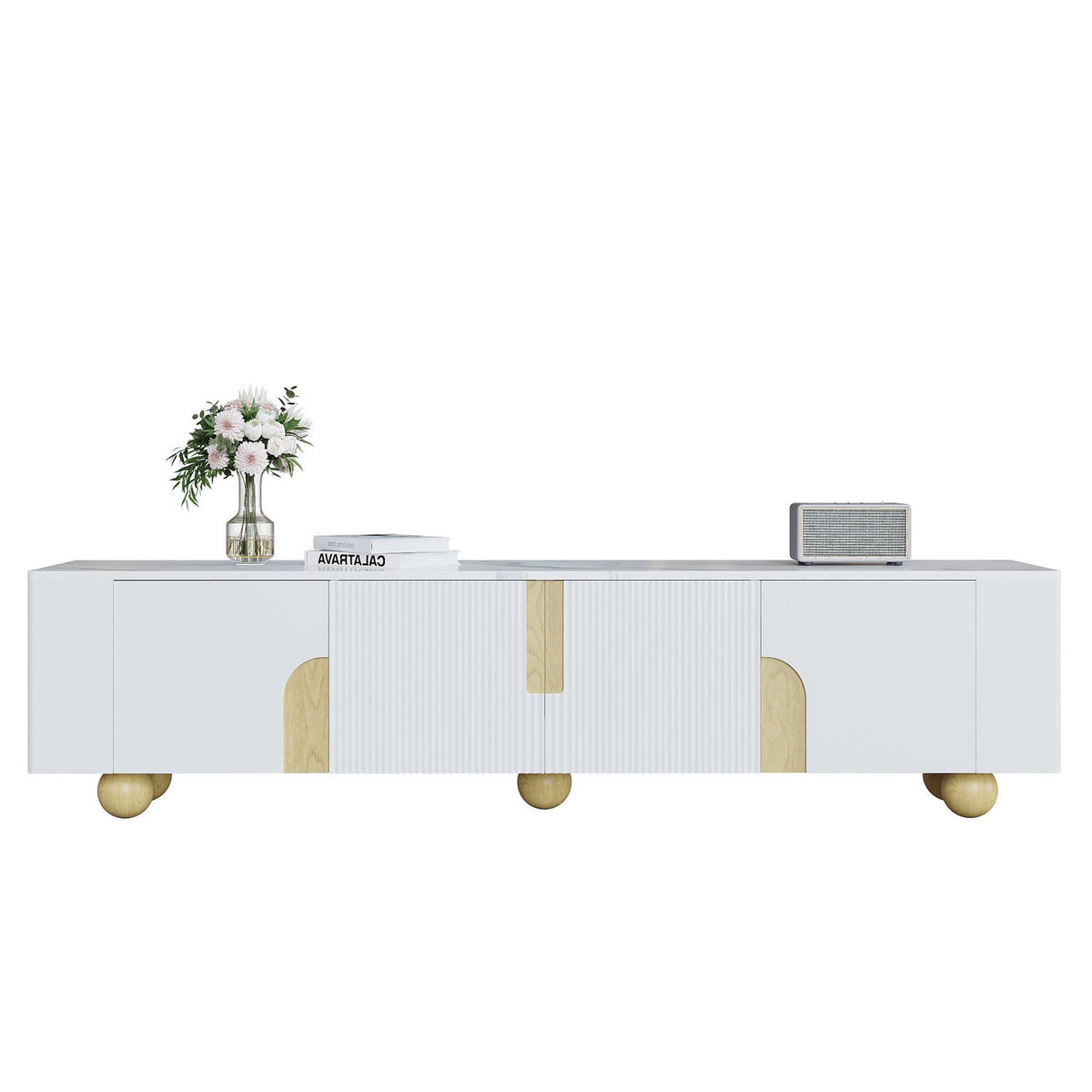 MERAX Meuble tv blanc 180cm mdf