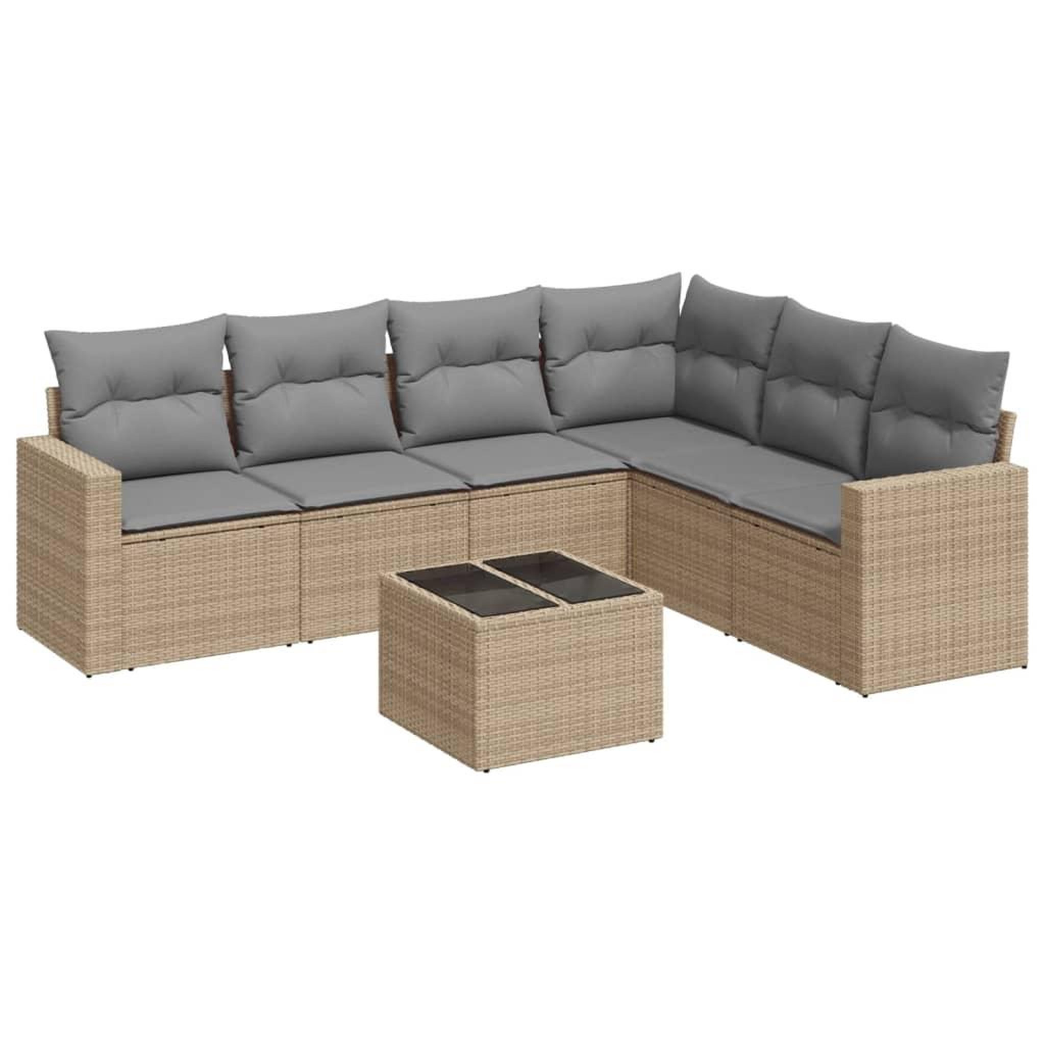 Voir la diapositive 2 : VIDAXL Salon de jardin avec coussins 7 pcs beige resine tressee