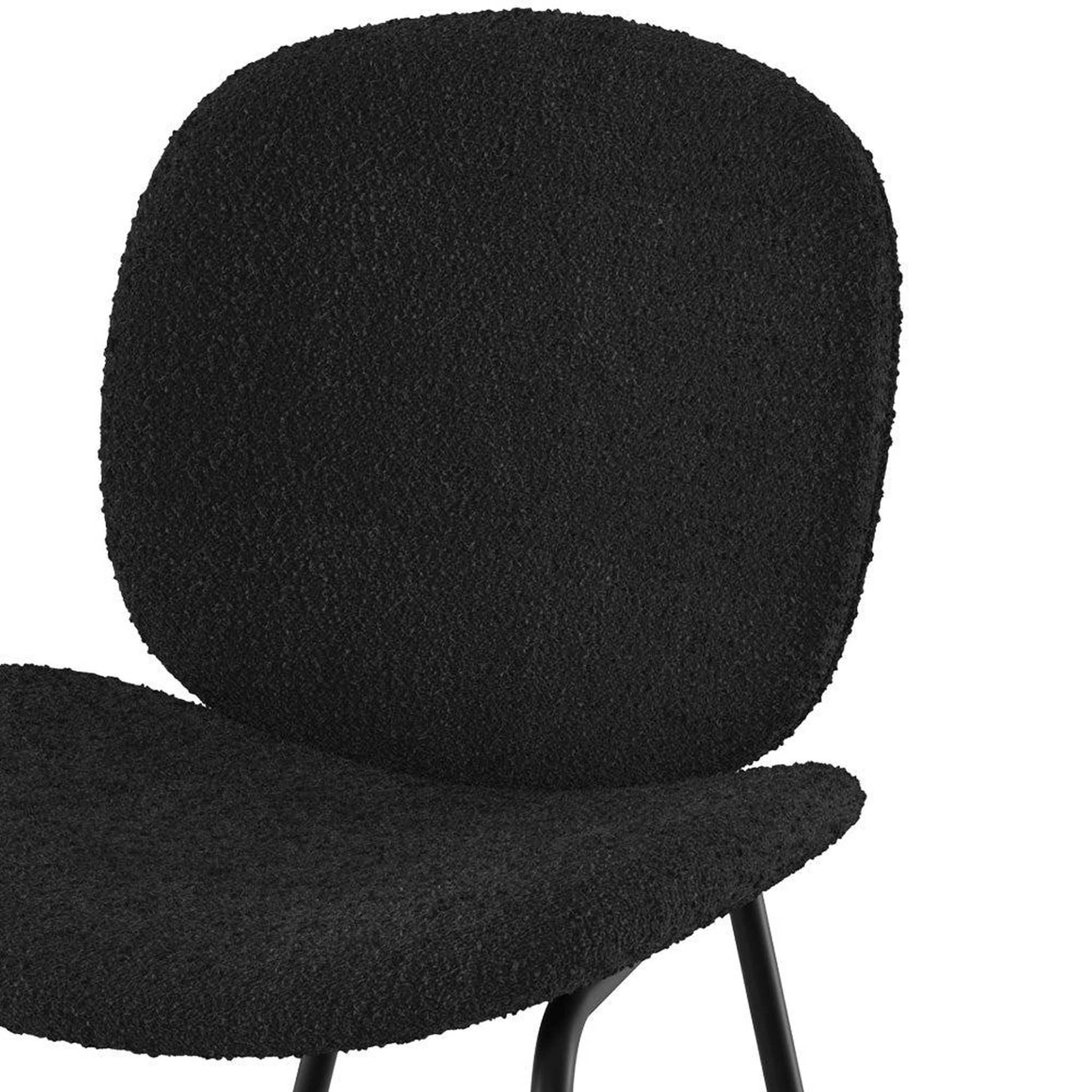 Voir la diapositive 5 : MAISON PAVANE Lot de 2 chaises en tissu bouclé noir et pieds en métal noir-iris
