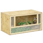 PAWHUT Terrarium - vivarium reptiles - 2 portes coulissantes verre trempé - parois maillées frontales - métal OSB