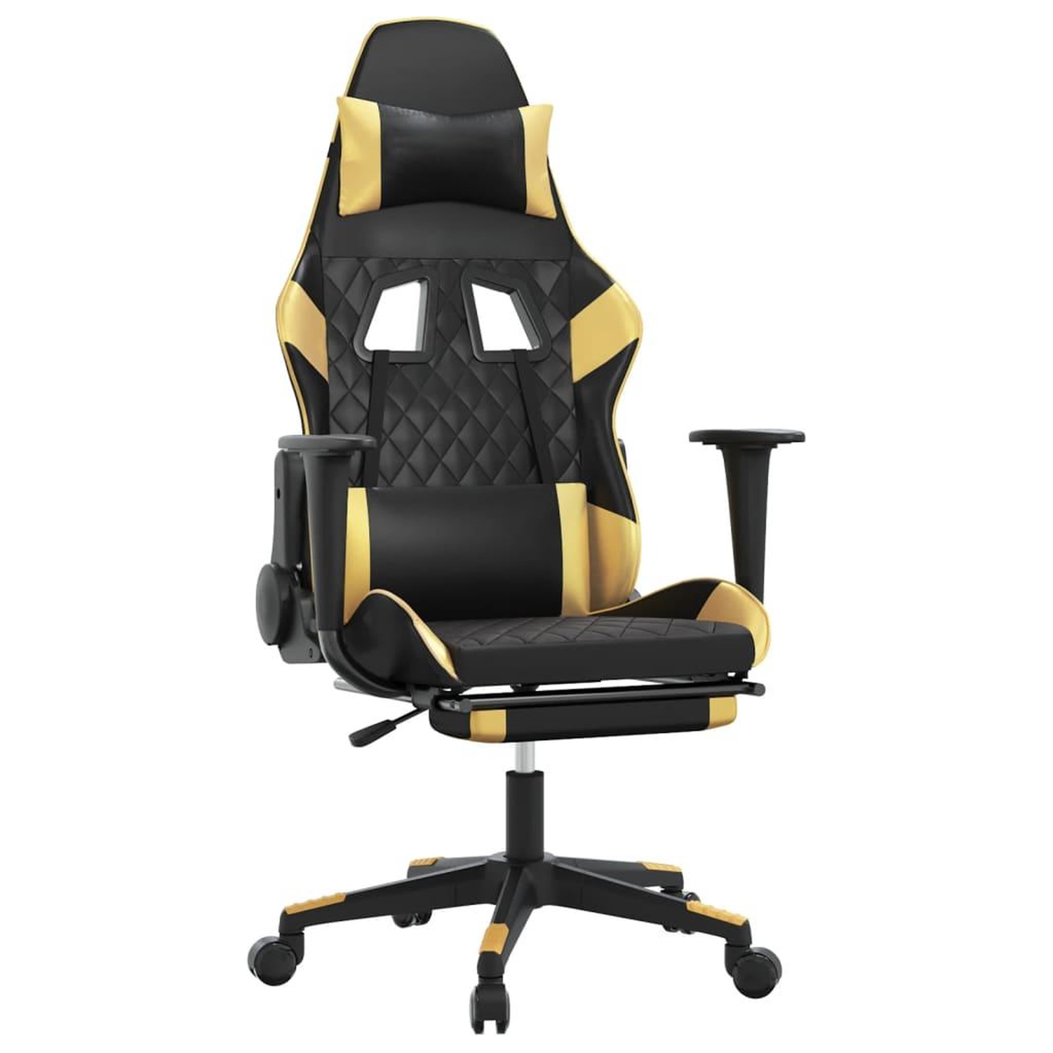Voir la diapositive 2 : VIDAXL Chaise de jeu de massage avec repose-pied Noir&Dore Similicuir