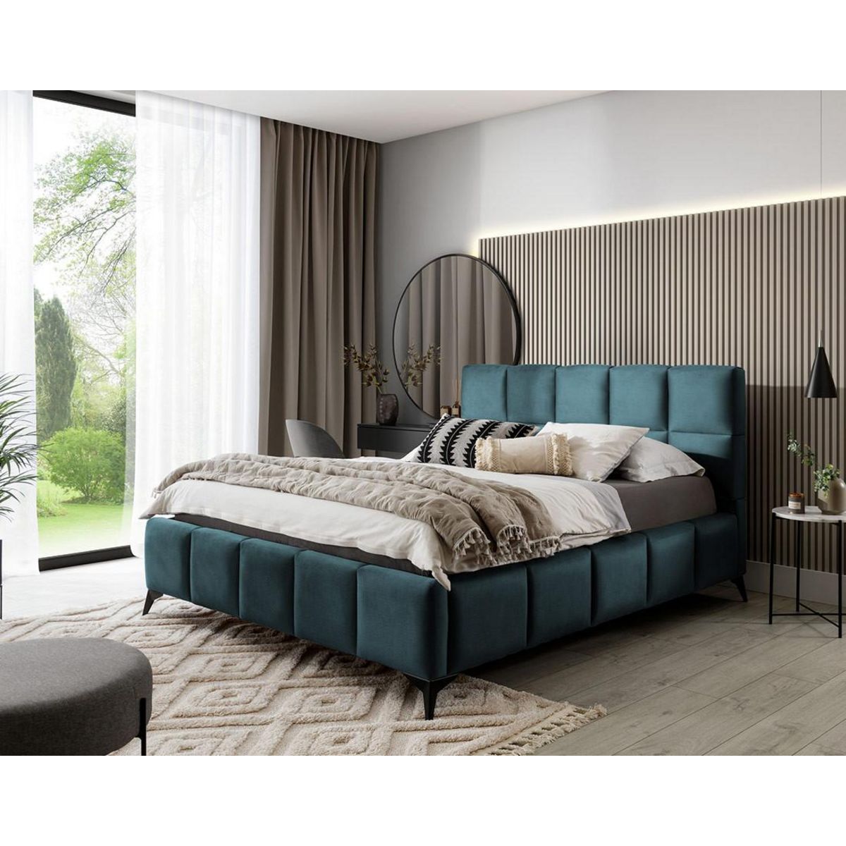 BEST MOBILIER Millie - lit coffre - 140x200 cm - sommier inclus - en velours