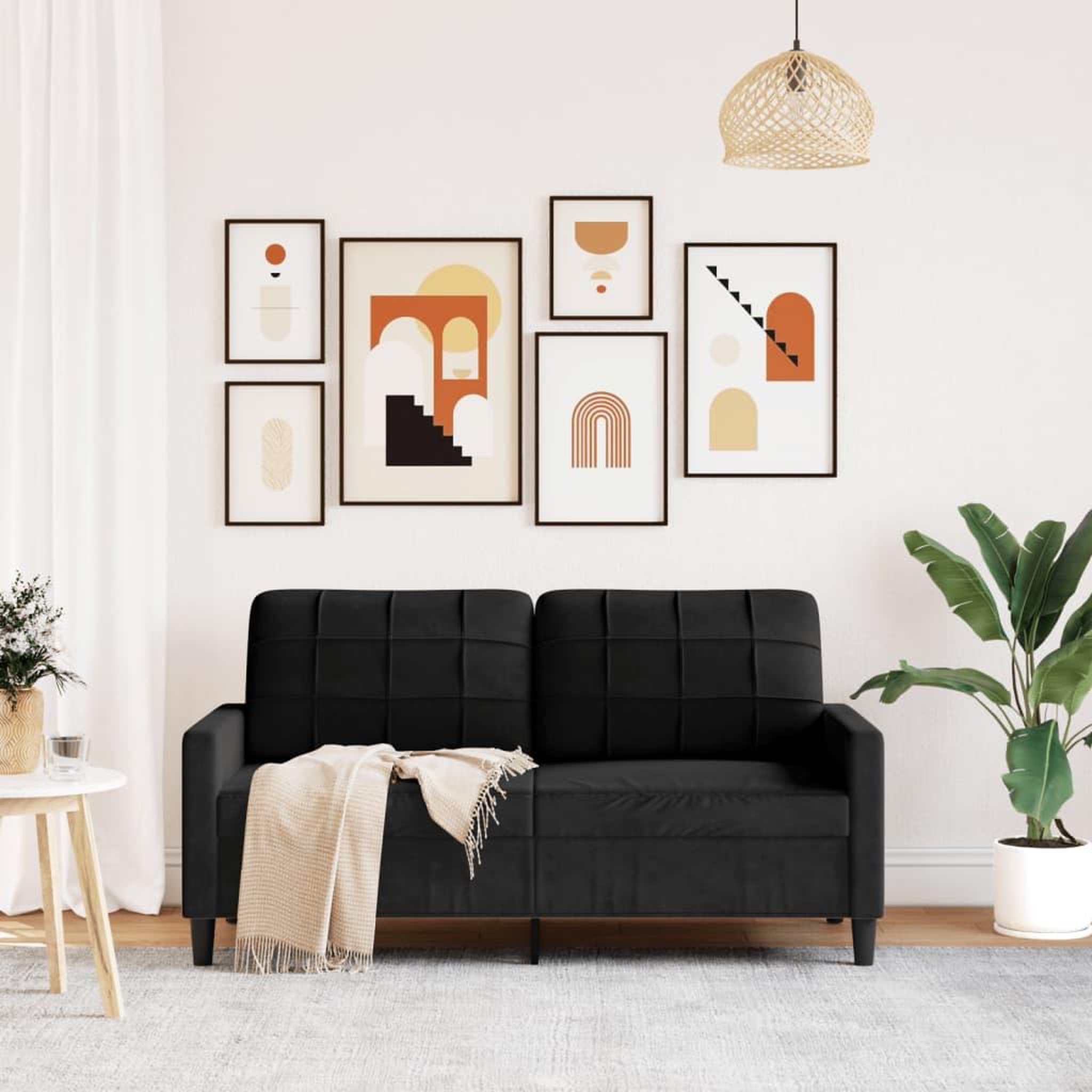 Voir la diapositive 3 : VIDAXL Canape a 2 places Noir 140 cm Velours