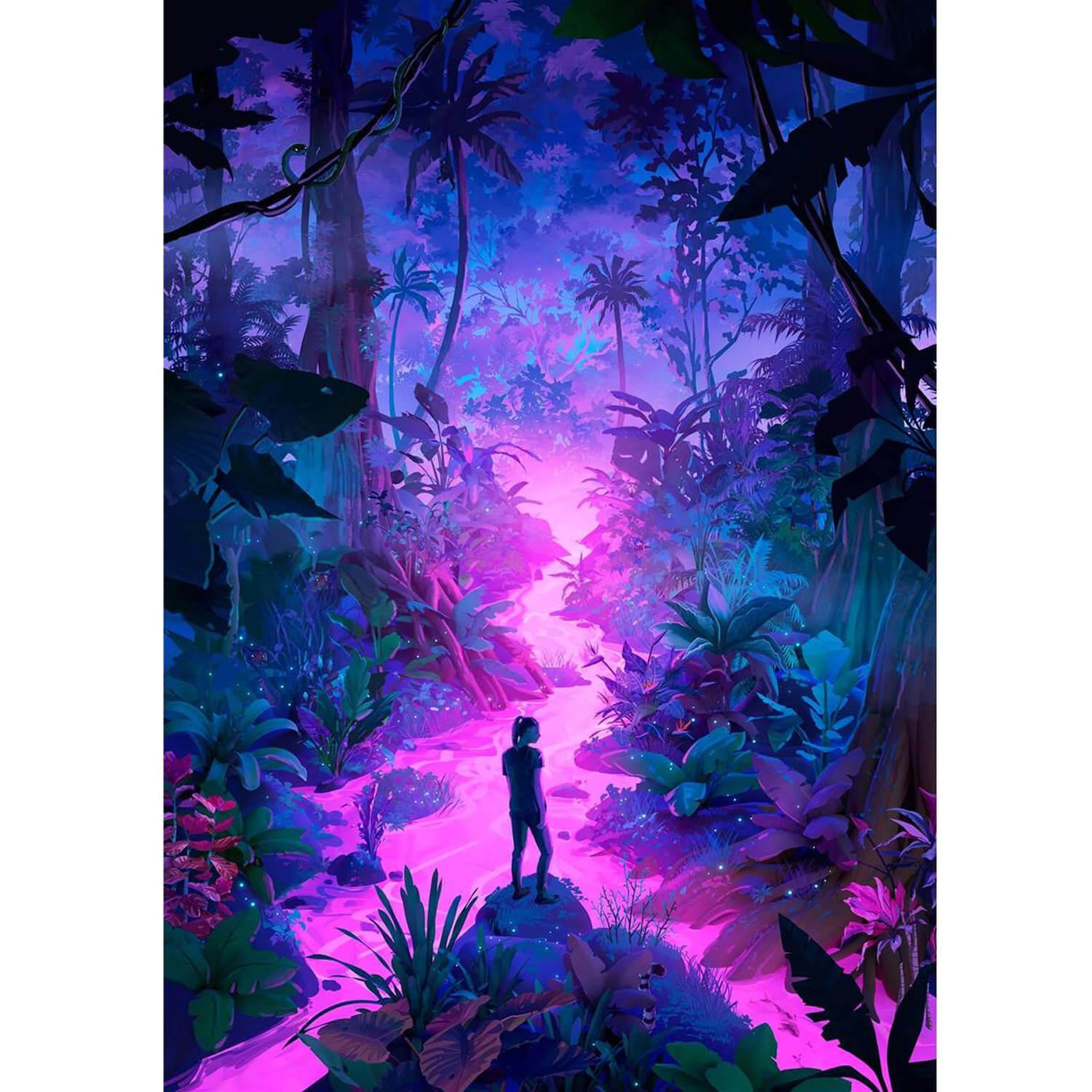 Voir la diapositive 3 : Iello Puzzle 1000 pièces – Universe Neon Forest – Forêt néon lumineuse – Illustration artistique – Adulte – Iello
