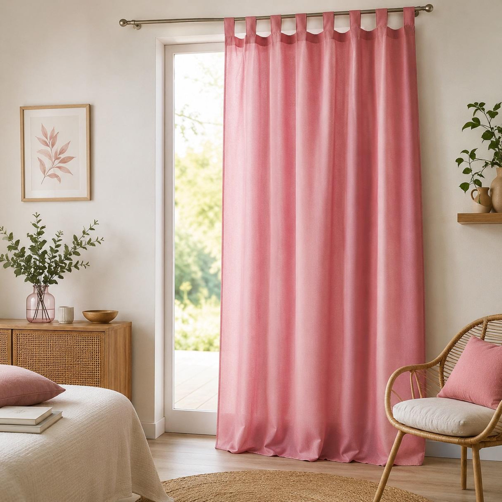 Voir la diapositive 2 : Eden 1 rideau a passants uni modele essentiel
