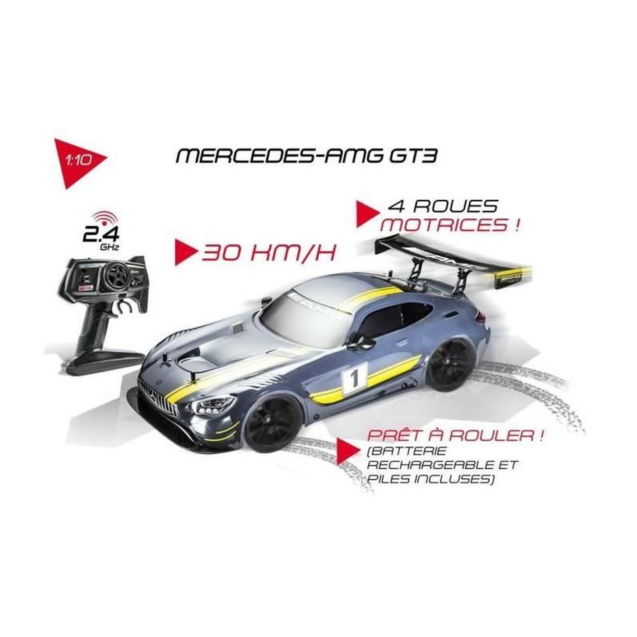 Voir la diapositive 2 : Mondo MONDO Voiture radiocommandée Mercedes AMG GT3 - Echelle 1:10 - A partir de 8 ans