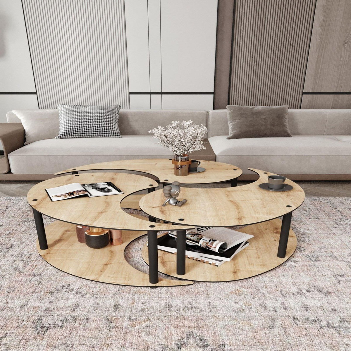 Habitat et Jardin Ensemble de table basse en bois  Yin  70 x 70 x 38 cm - Chêne