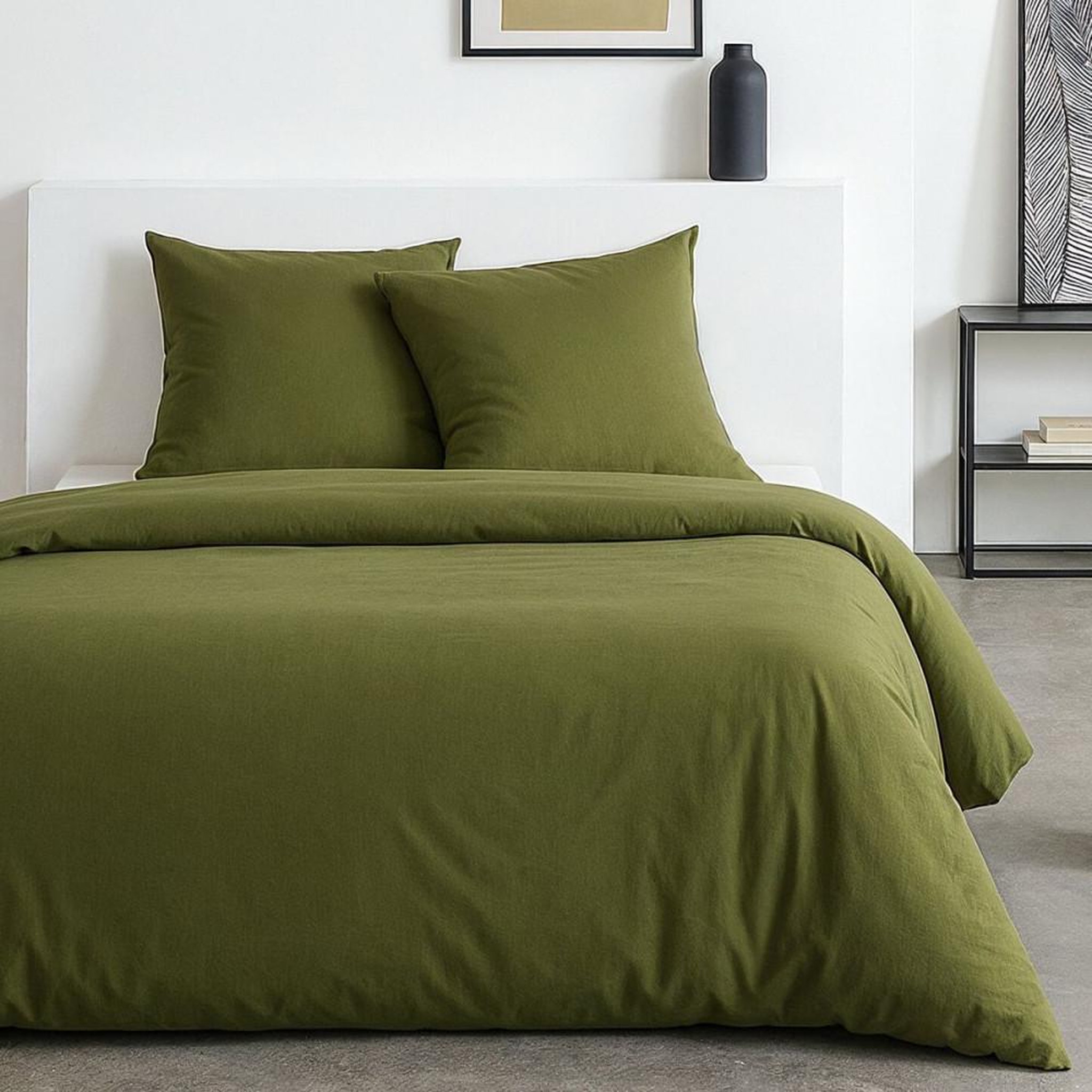 Today Parure de lit - TODAY - Essential - 2 personnes - 220 x 240 cm - Effet lavé vert