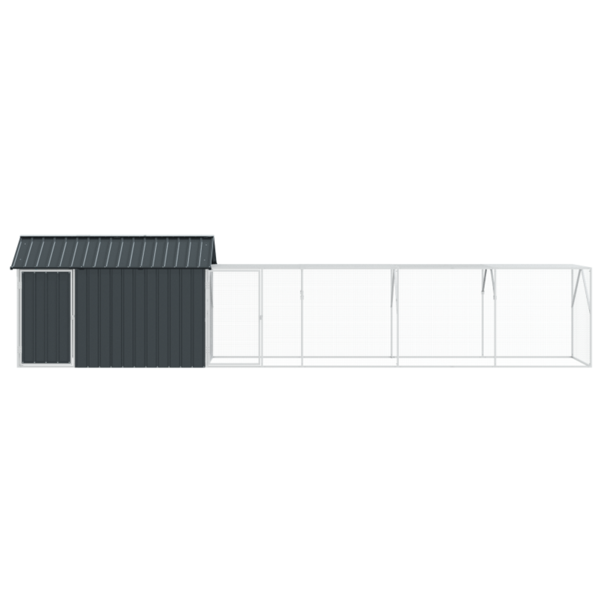 VIDAXL Aviary pour oiseaux avec extension anthracite 112x619x141 cm en acier