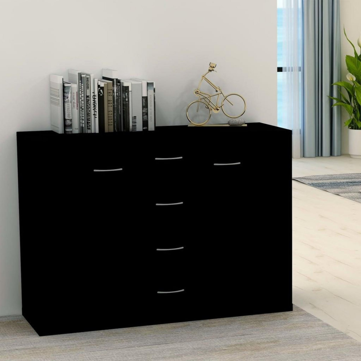 VIDAXL Buffet Noir 88x30x65 cm Bois d'ingenierie