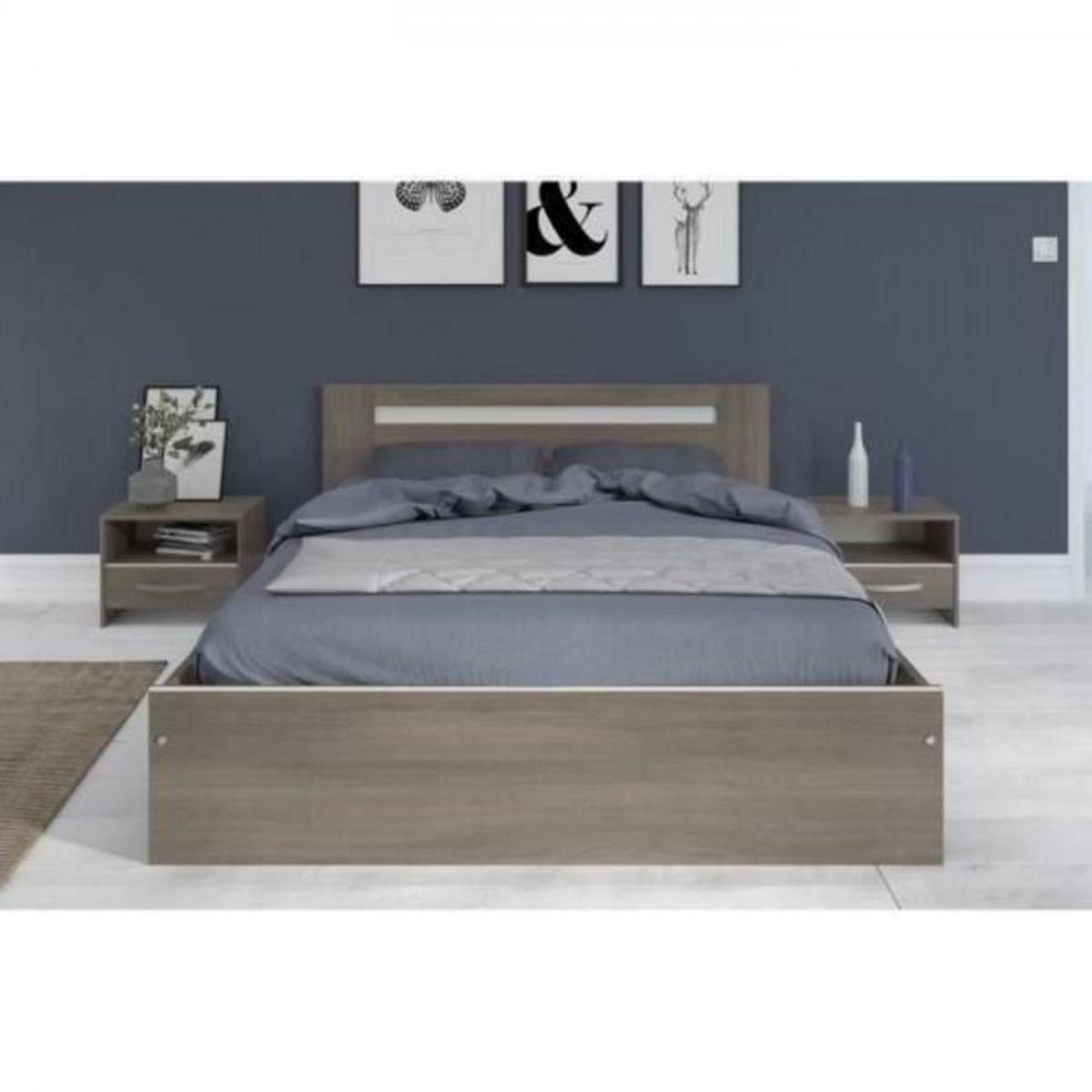 PARISOT PARISOT Chambre complete adulte - Contemporain - Décor noyer silver - l 140 x L 190 cm - YSA