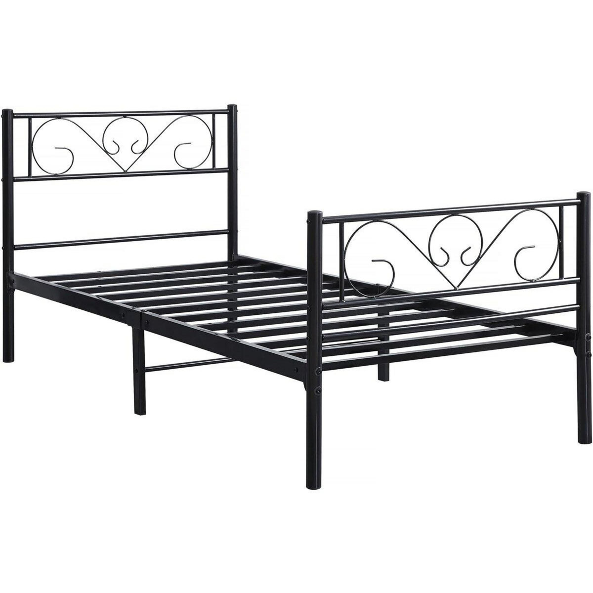 Habitat et Jardin Lit en métal  Elodie  - 90 x 190 cm - Noir