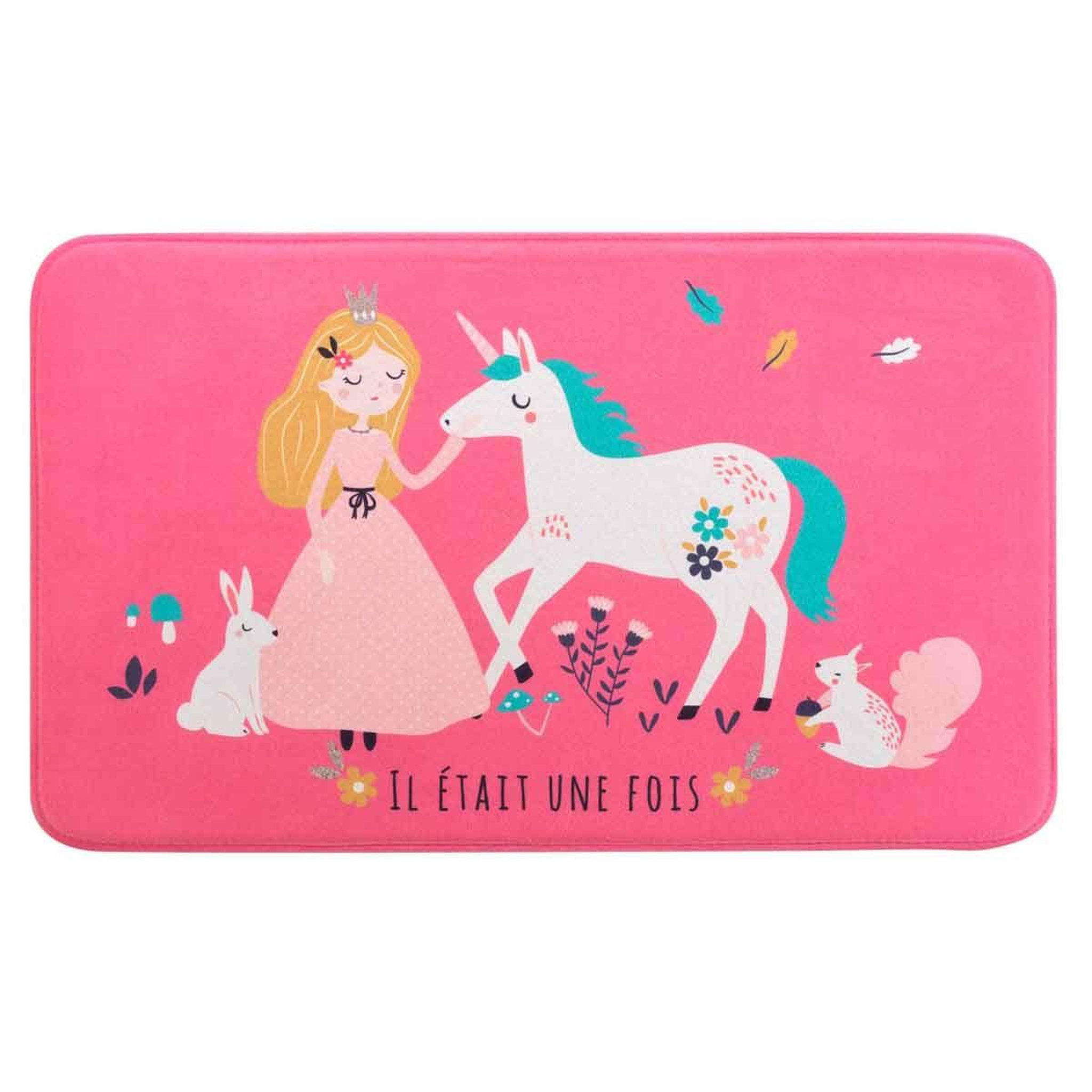 Douceur d'Intérieur Tapis enfant  princesse licorne  45x75cm rose