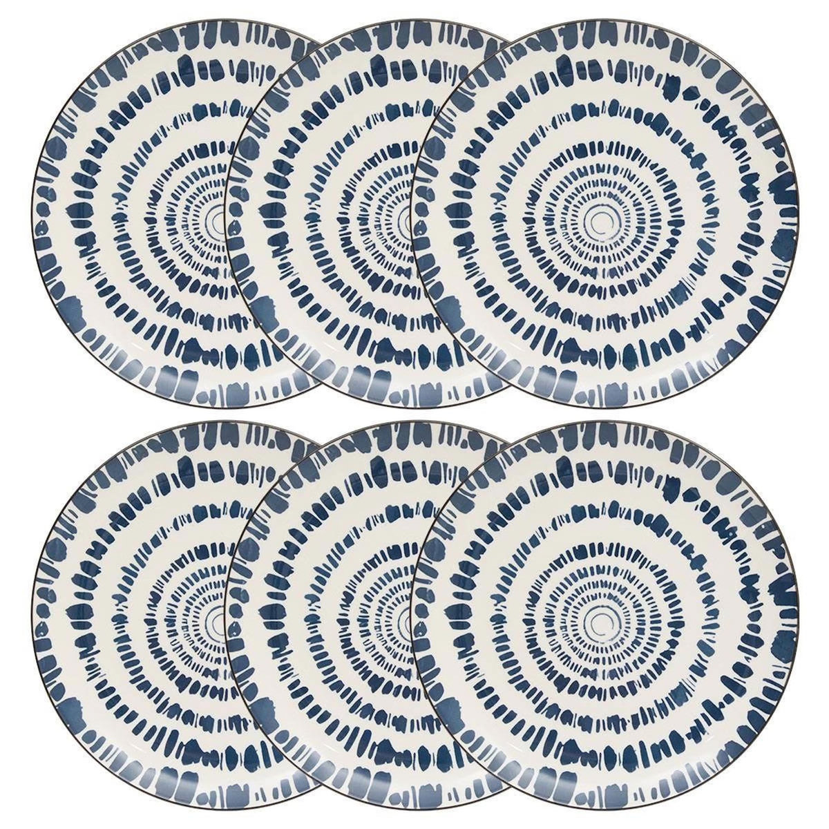 SECRET DE GOURMET Lot de 6 Assiettes Plates  Umami Rayon  26cm Bleu