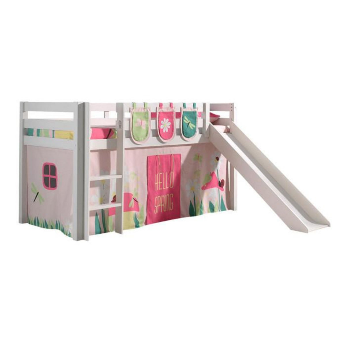 Paris Prix Pack - Lit Enfant Toboggan, Tente & 3 Pochettes  Pino Spring  Blanc