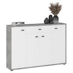 IDIMEX Buffet RAVODA 4 portes 1 tiroir en bois. Coloris disponibles : Gris