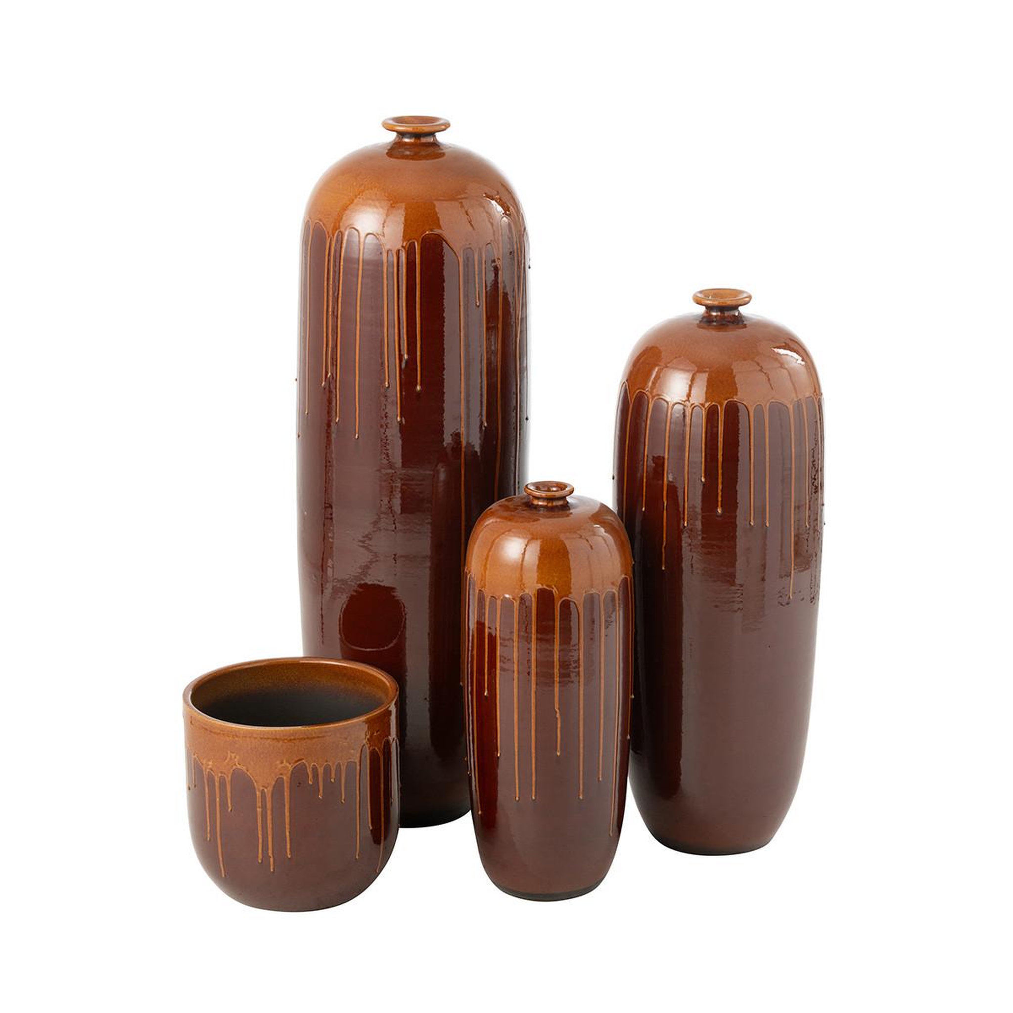 Voir la diapositive 4 : J-LINE Vase en terre cuite  lee terra  55cm marron & orange