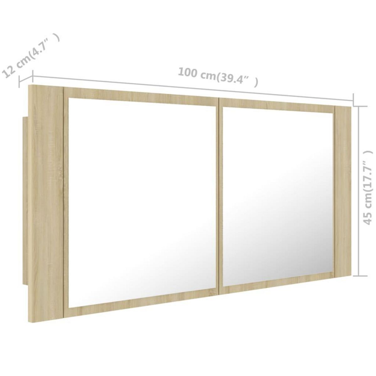 VIDAXL Armoire a miroir a LED de bain Chene sonoma 100x12x45 Acrylique