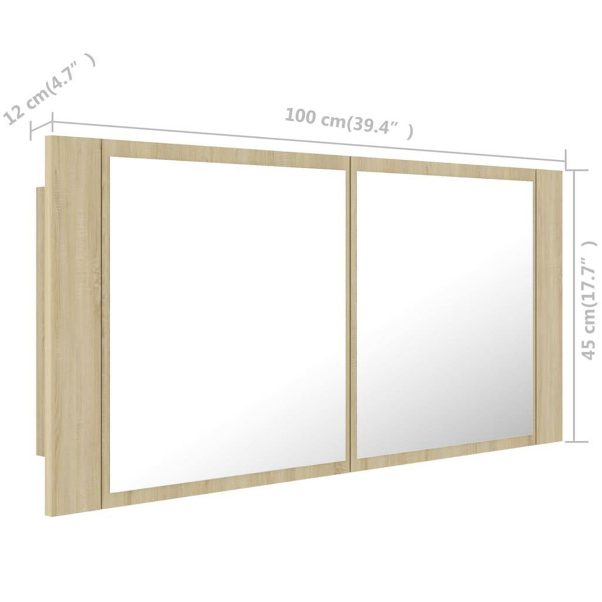 VIDAXL Armoire a miroir a LED de bain Chene sonoma 100x12x45 Acrylique