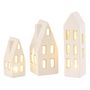 Voir la diapositive 1 : Paris Prix Lot de 3 Maisons à LED  Porcelaine  20cm Blanc
