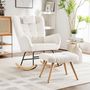 Voir la diapositive 2 : MERAX Rocking-chair Fauteuil à Bascule Avec 1 Repose-pieds Et 1 Oreiller Blanc