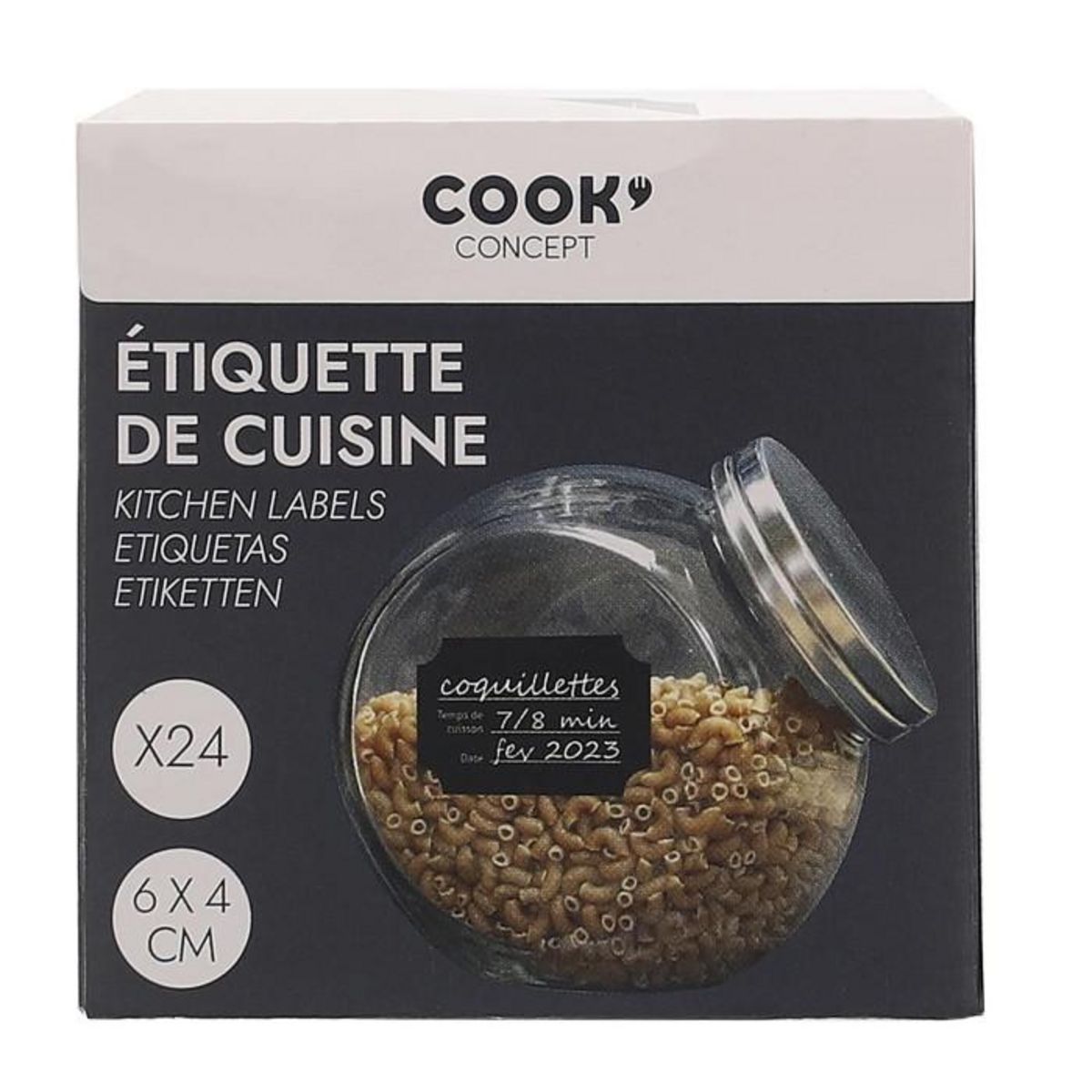 Paris Prix Lot de 24 Étiquettes Bocaux  Cuisine  7cm Noir