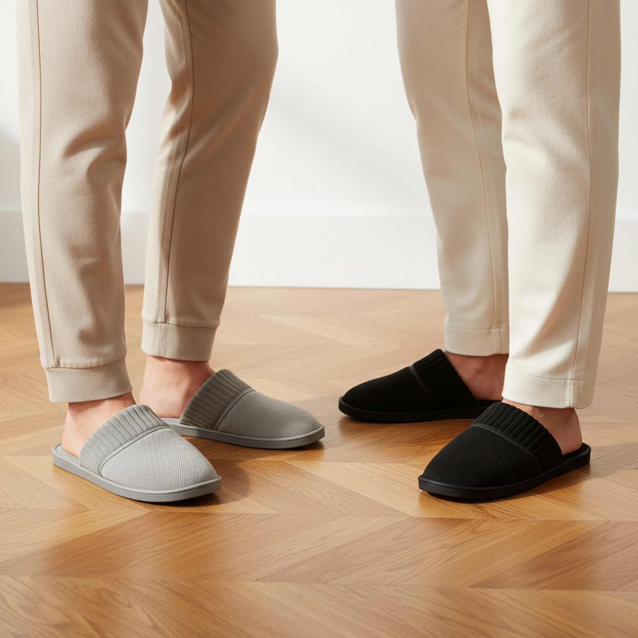Voir la diapositive 2 : OZABI Oliver grant paris pantoufles mules homme côtelées pack 2 paires