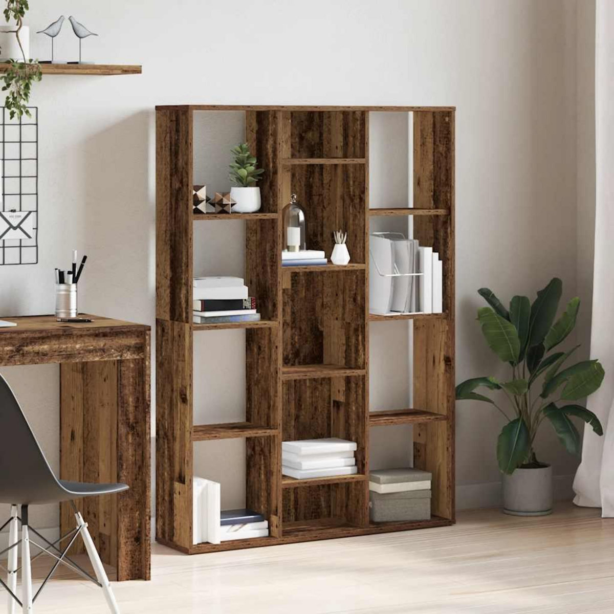 VIDAXL Separateur de piece/bibliotheque vieux bois 100x24x140 cm