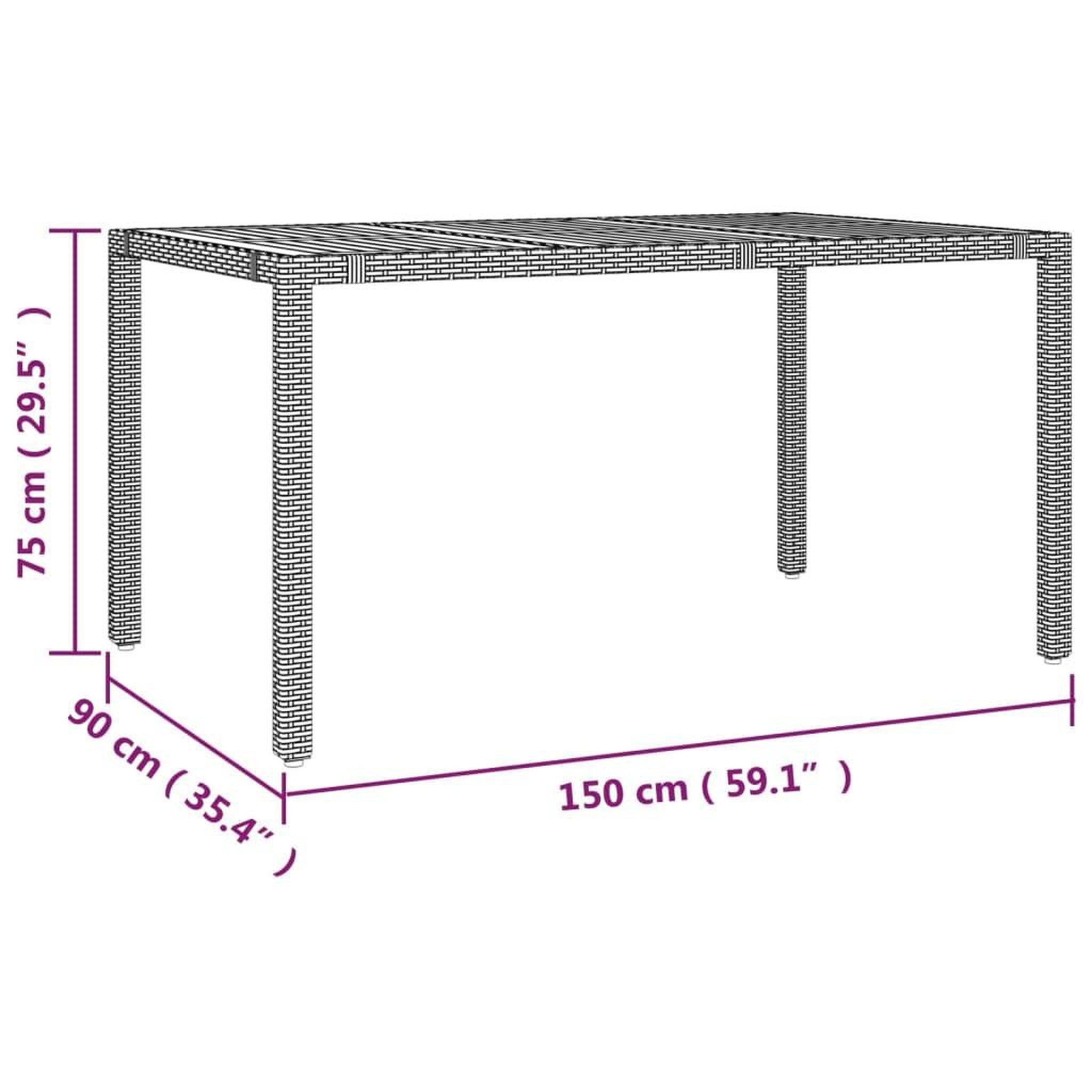 Voir la diapositive 6 : VIDAXL Table de jardin et dessus en bois Gris Resine tressee et acacia