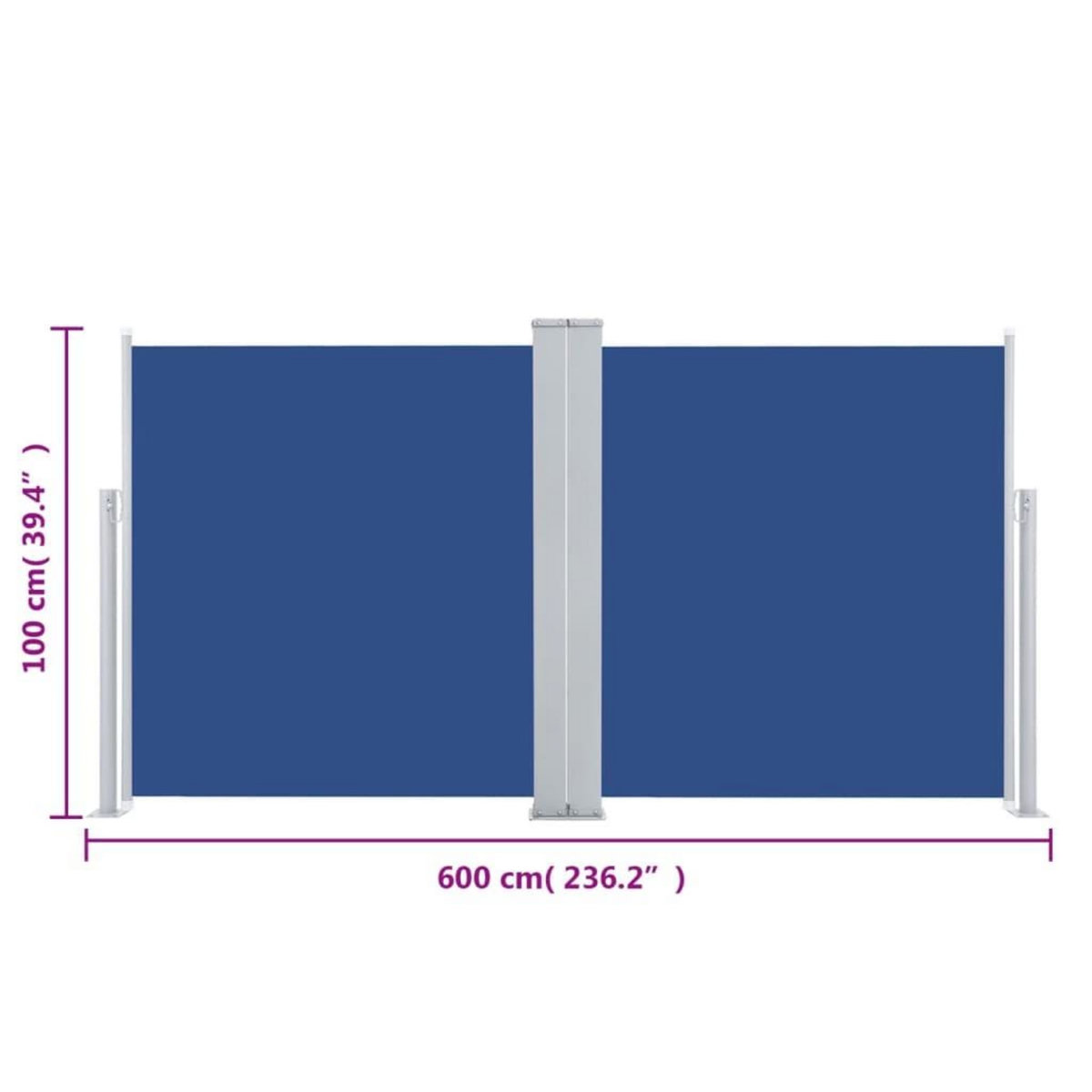 VIDAXL Auvent lateral retractable Bleu 100 x 600 cm