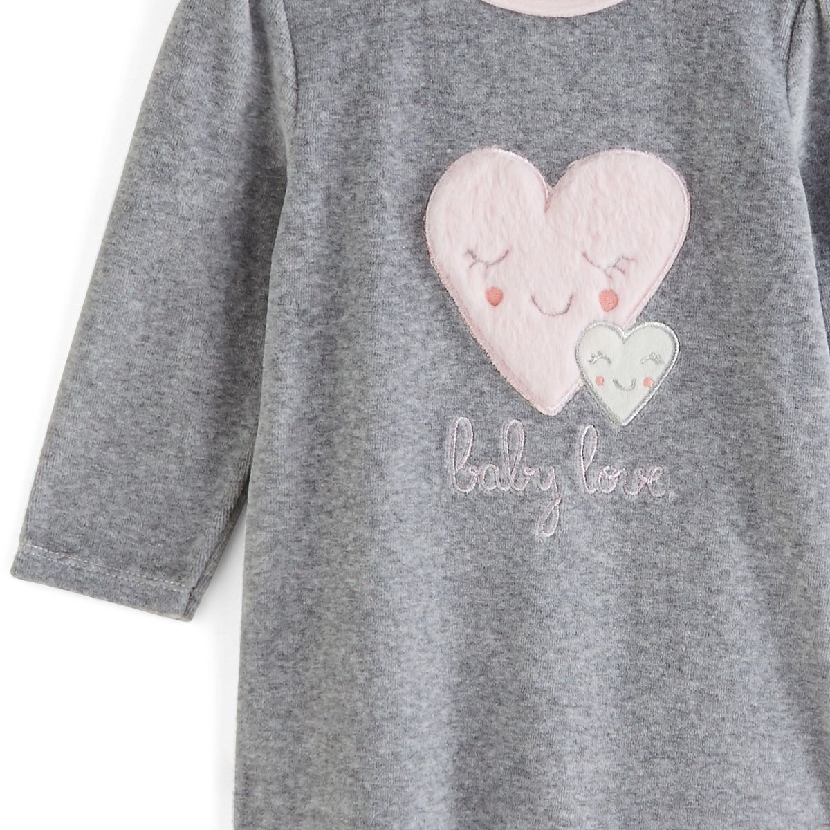 IN EXTENSO Dors bien velours coeurs bébé fille