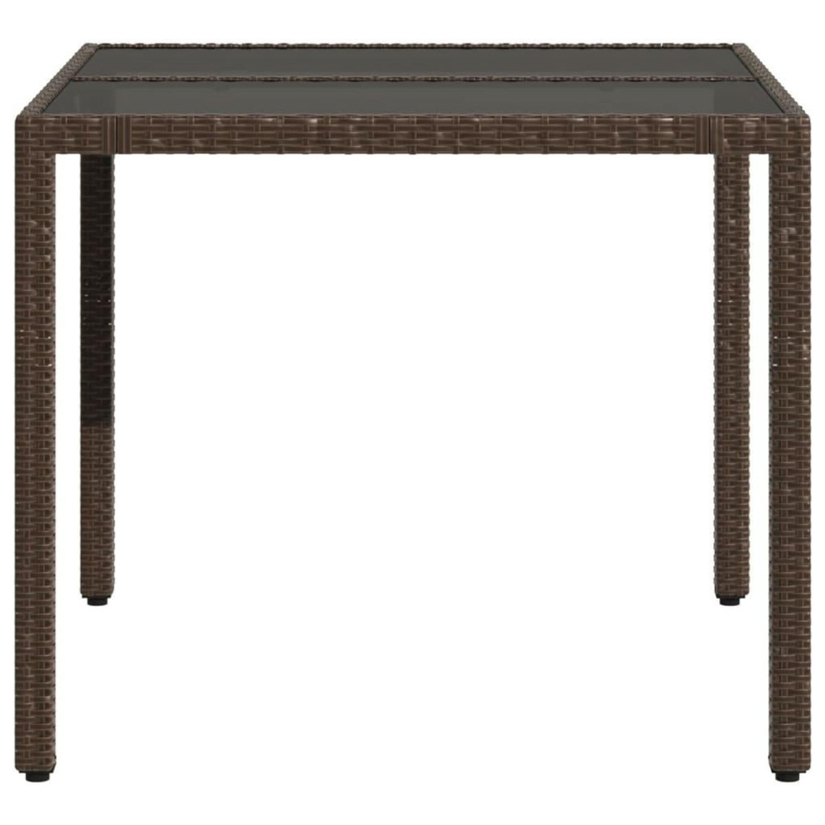 VIDAXL Table de jardin avec dessus en verre marron resine tressee
