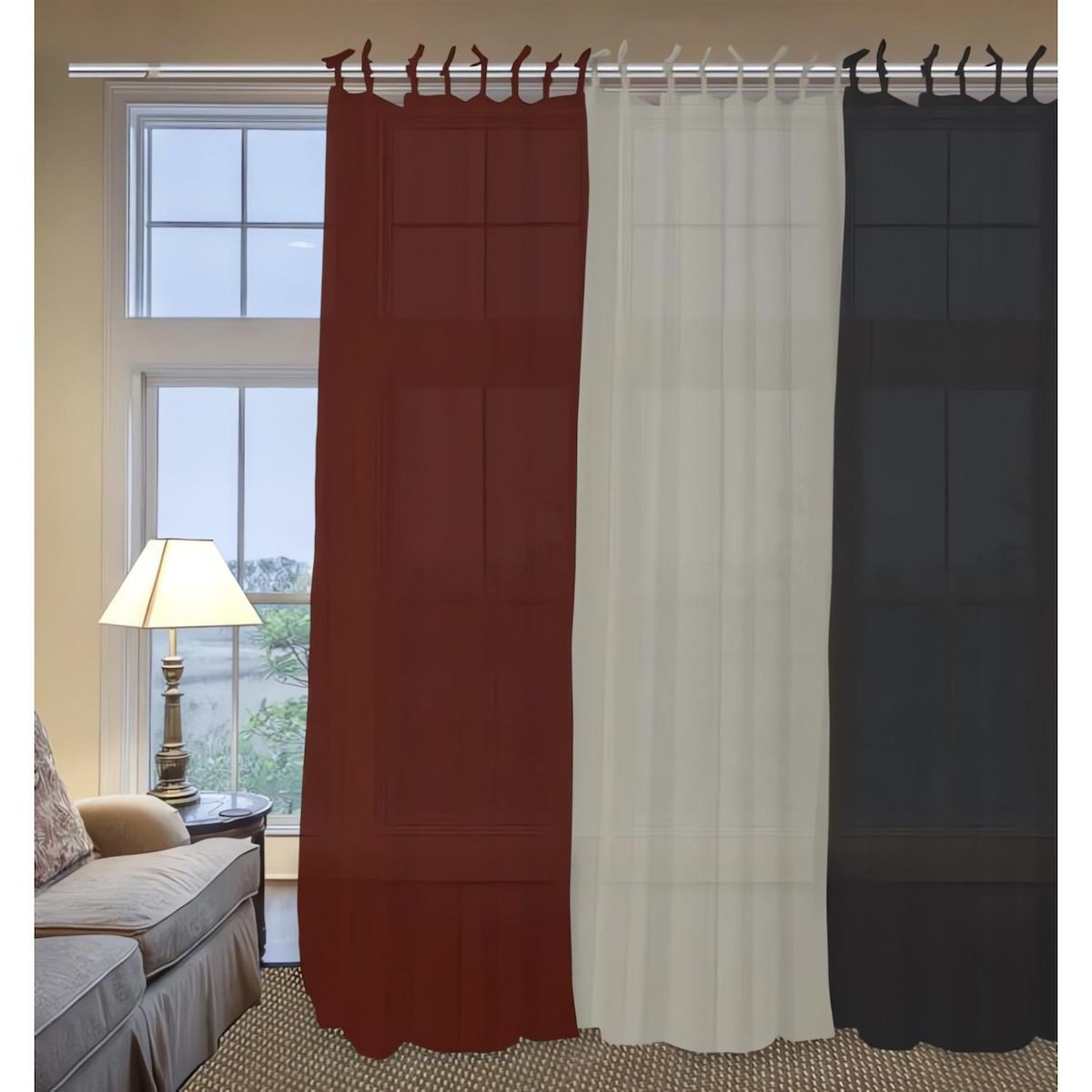 SOLEIL D'OCRE Voile à nouettes en coton 135x250 cm PANAMA, par Soleil d'Ocre