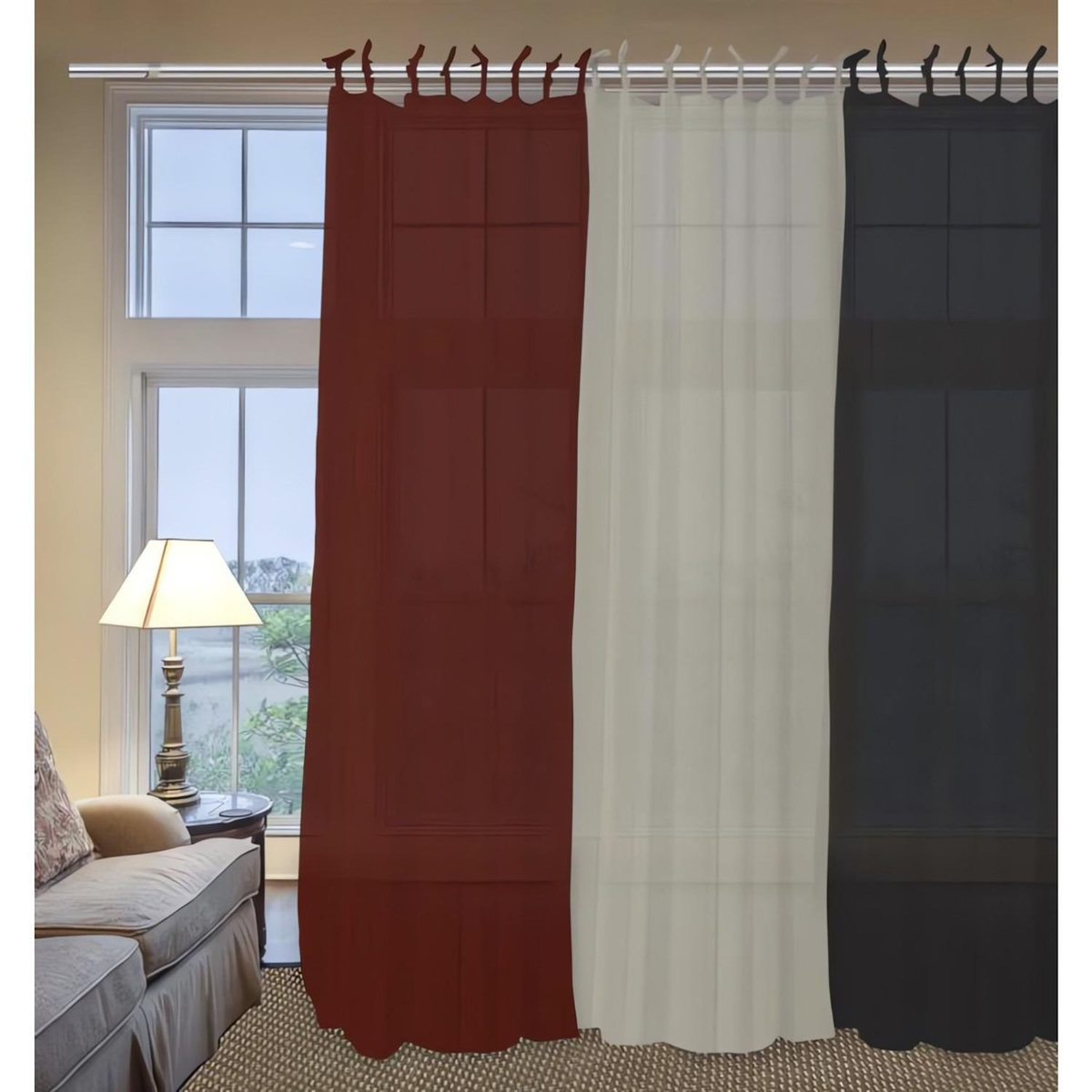 SOLEIL D'OCRE Voile à nouettes en coton 135x250 cm PANAMA, par Soleil d'Ocre