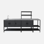 SWEEEK Cuisine extérieure 3 modules en acier inoxydable. Coloris disponibles : Vert, Noir