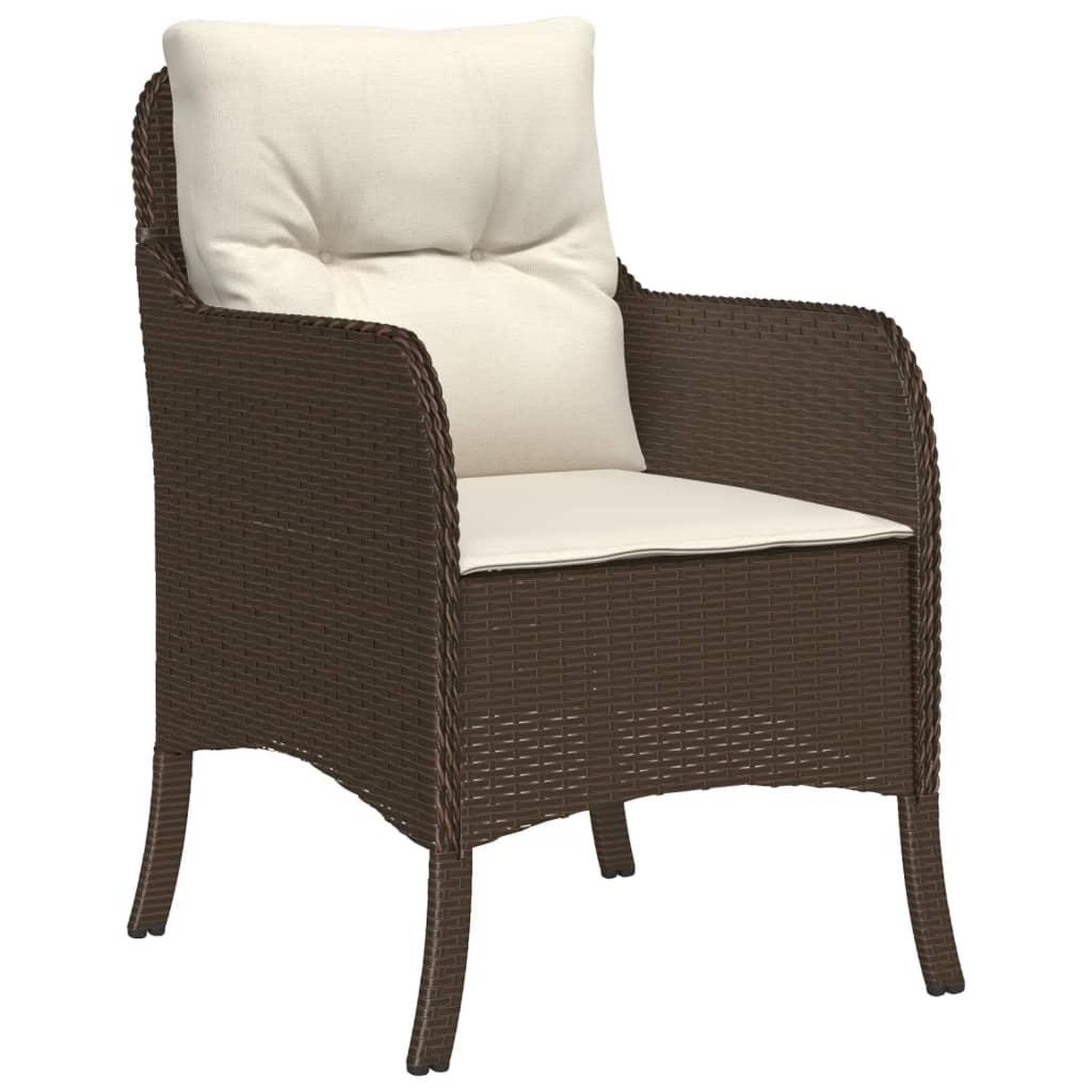 Voir la diapositive 3 : VIDAXL Ensemble a manger de jardin 3 pcs et coussins marron poly rotin