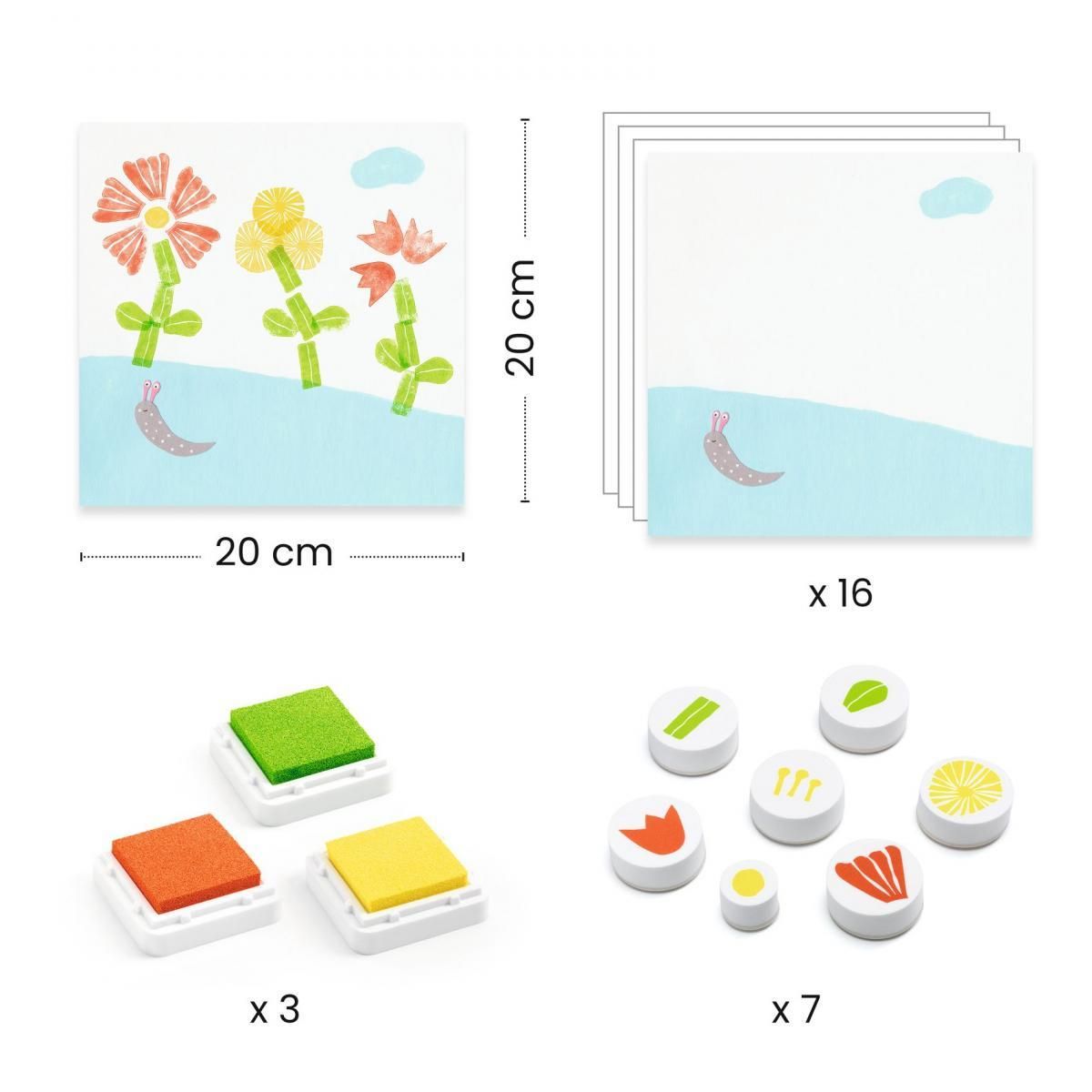 Djeco Avec des fleurs coffret de tampon