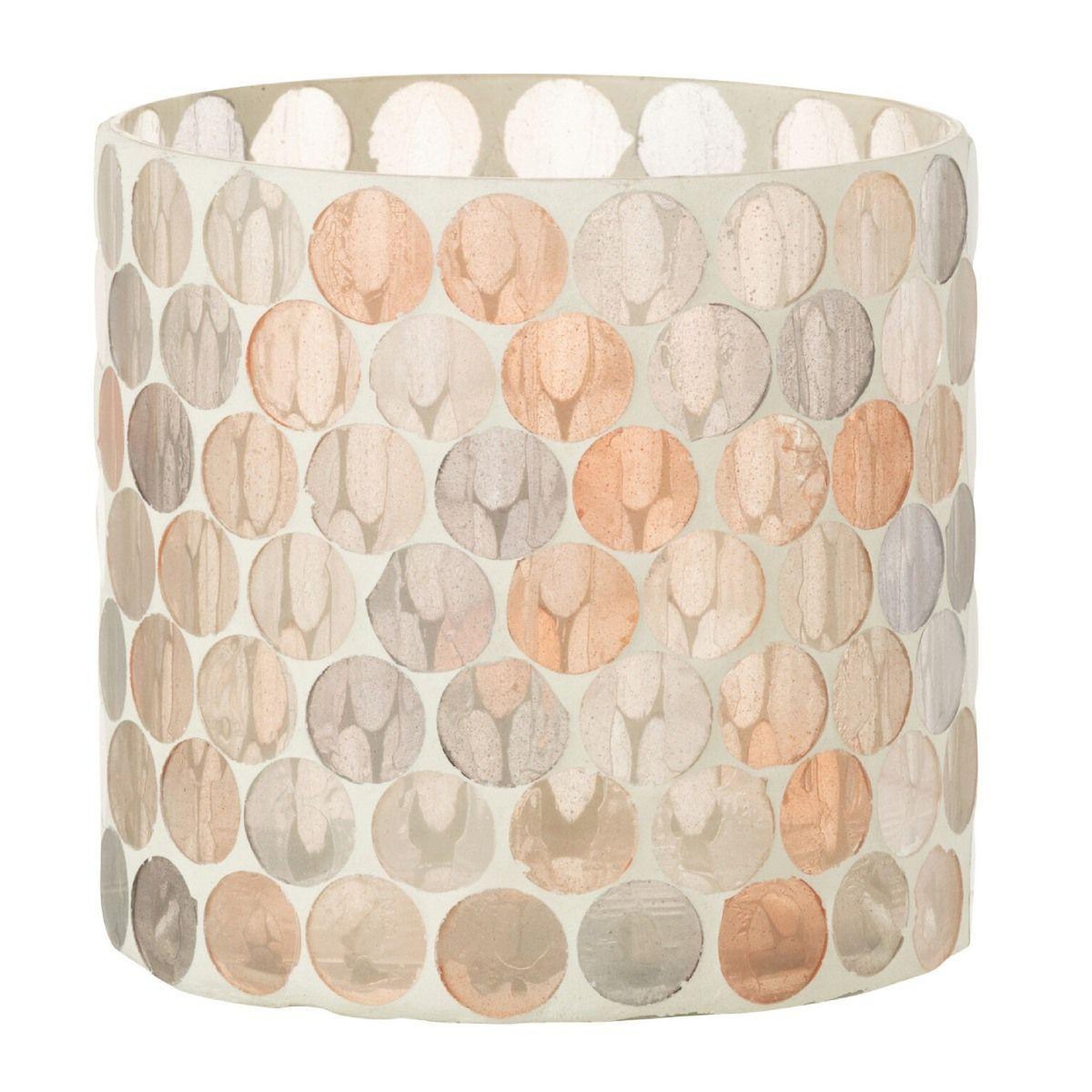 Voir la diapositive 1 : J-LINE Photophore Design  Mosaïc  15cm Blanc & Orange