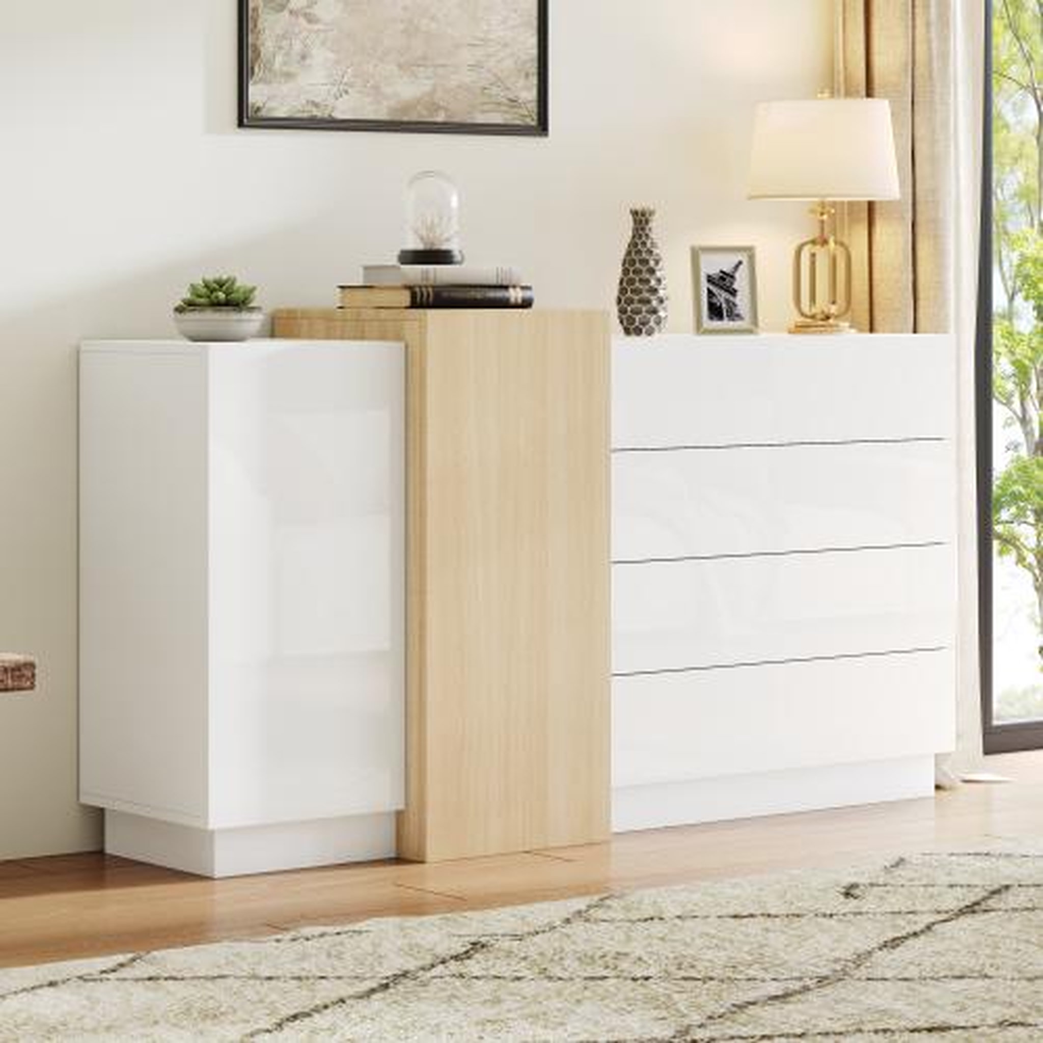 Voir la diapositive 4 : MERAX Buffet 2 porte(s) 4 tiroir(s) - 140 cm blanc mdf