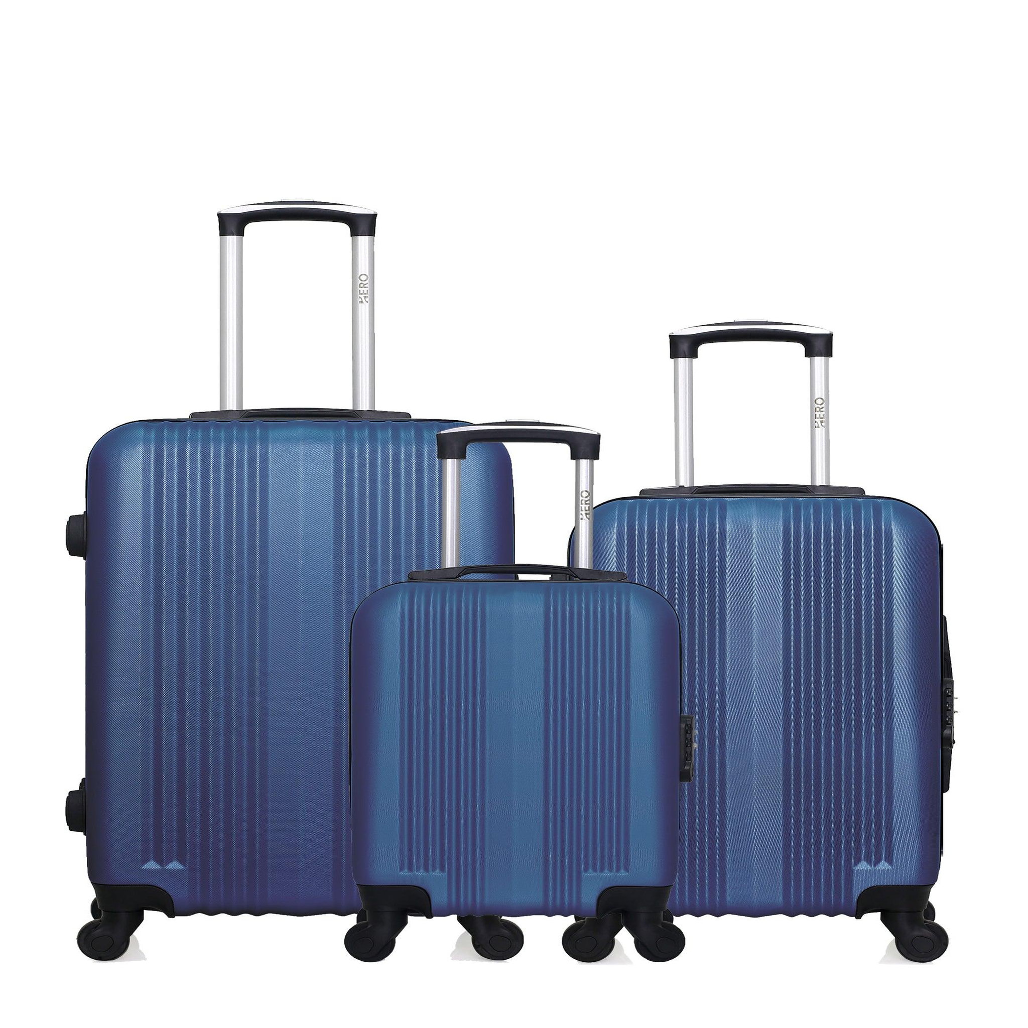 HERO Hero - lot de 3 - valise weekend, valise cabine et valise cabine xxs lipari. Coloris disponibles : Noir, Gris, Bleu
