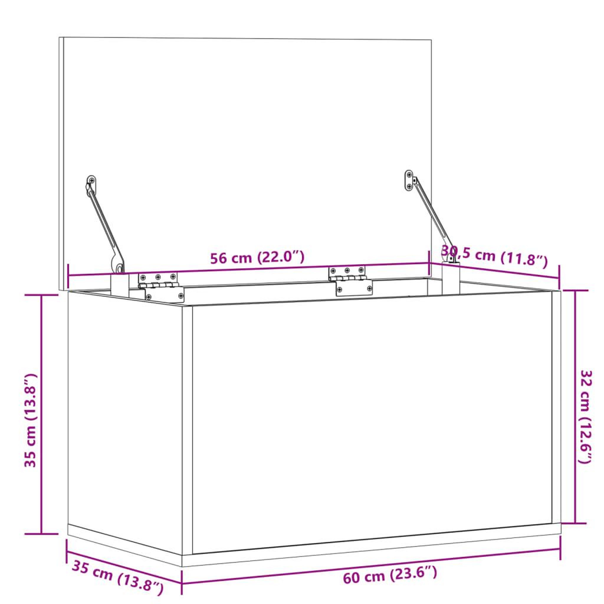 Voir la diapositive 6 : VIDAXL Boîte de rangement sonoma gris 60x35x35 cm bois d'ingenierie