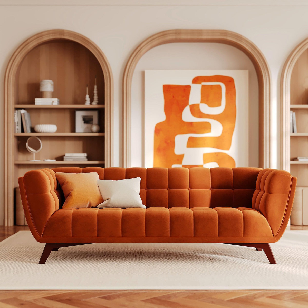 Rendez vous déco Canapé 3 places en velours vert foncé - Mona