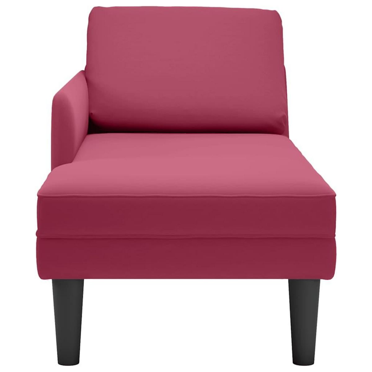 VIDAXL Fauteuil long avec coussin et accoudoir droit rouge bordeaux