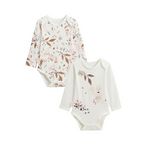 Petit Béguin Lot de 2 bodies bébé manches longues Sora. Coloris disponibles : Beige
