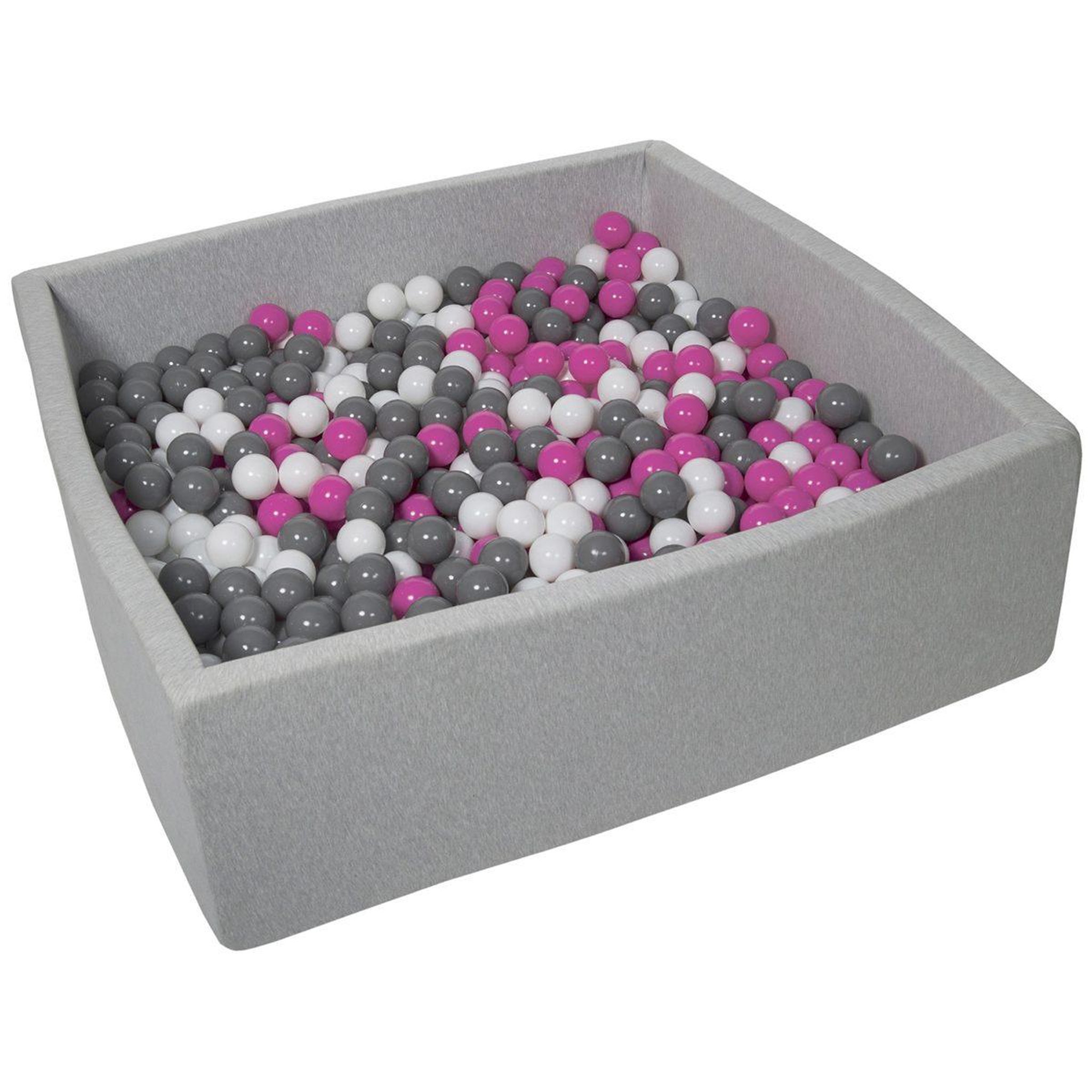 VELINDA Piscine à balles pour enfant, 120x120 cm, aire de jeu + 900 balles blanc, rose, gris